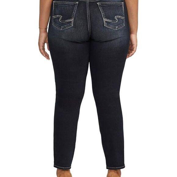 Silver Jeans Women's Plus Size Suki Mid-Rise Straight Leg Jeans Indigo 24W/33 - Picture 3 of 6